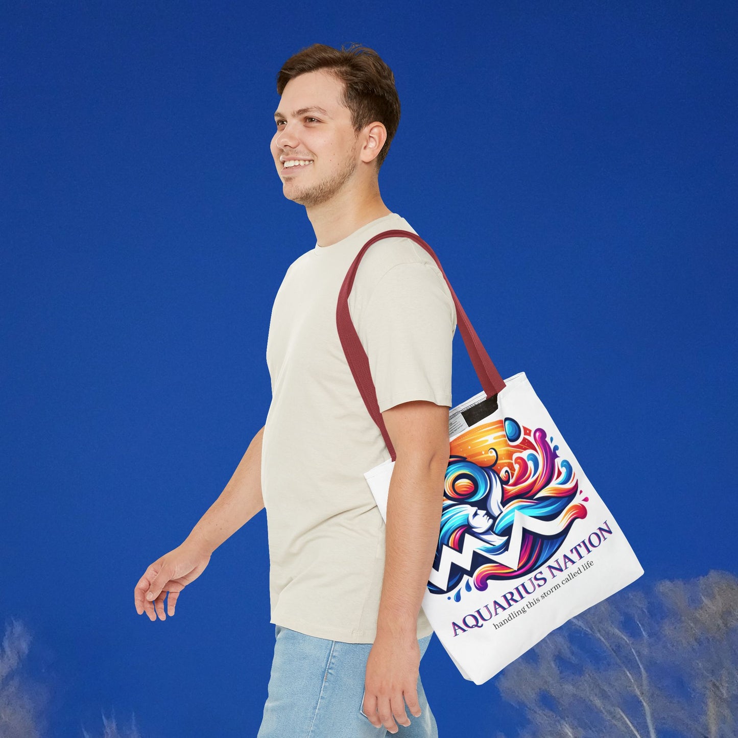 Aquarius Nation Canvas bag* Red with alternate colored straps