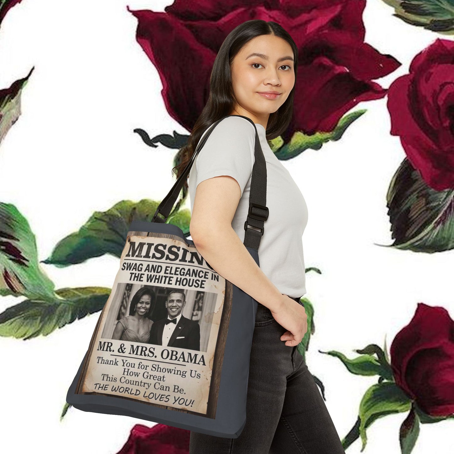 SWAG 'n ELEGANCE Canvas Tote Bag — Adjustable All-Over Print Tote
