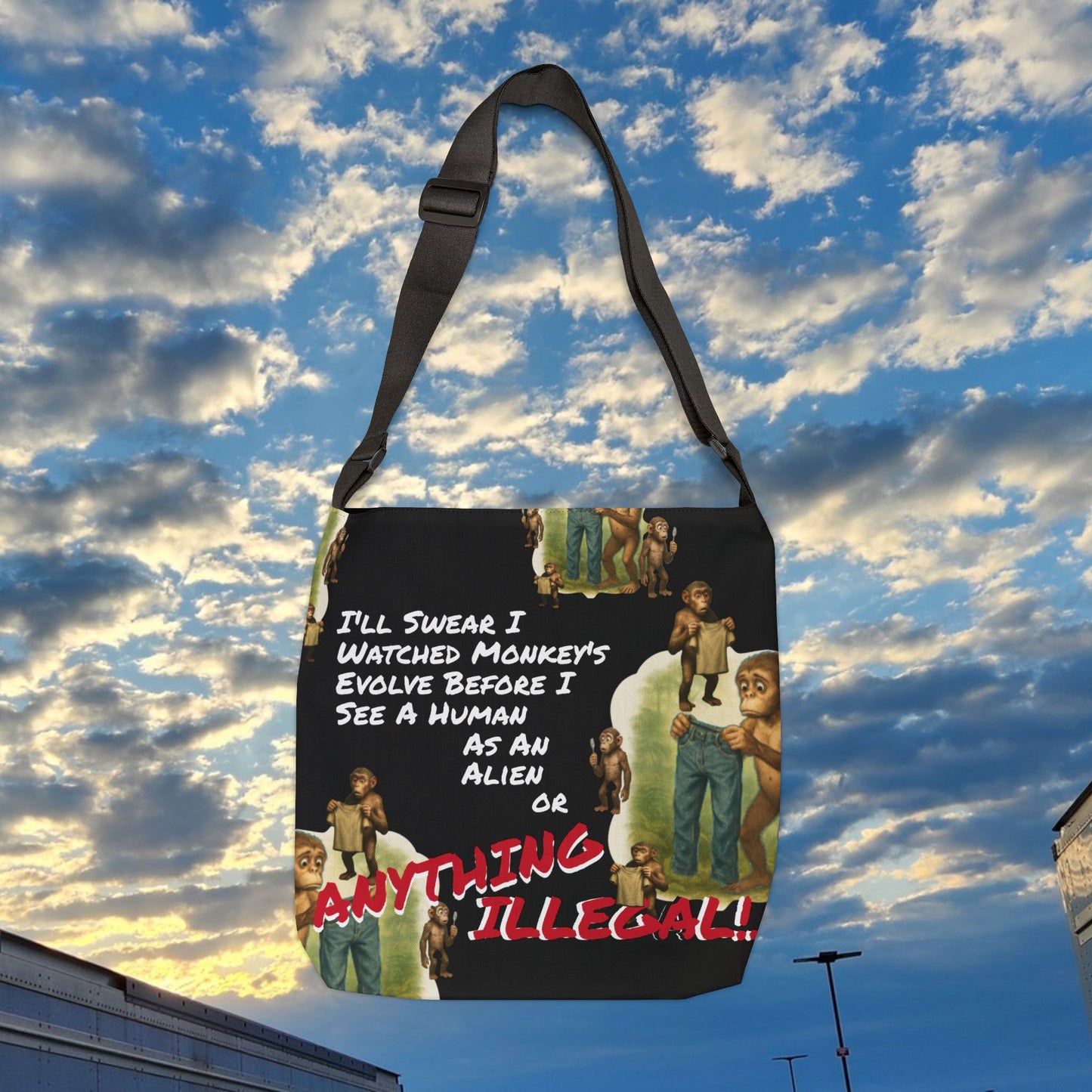 Funny Evolution — 'I’ll Swear I Watched Monkey's Evolve... Canvas Tote