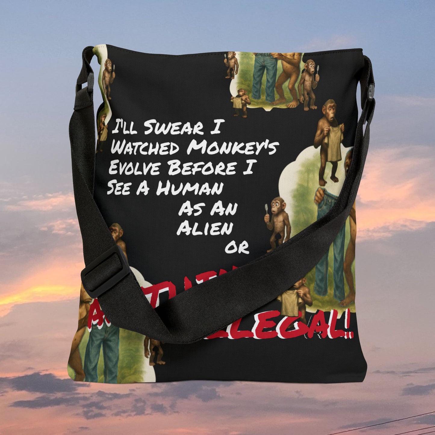 Funny Evolution — 'I’ll Swear I Watched Monkey's Evolve... Canvas Tote