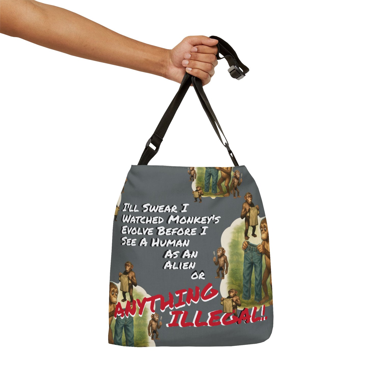 Funny Evolution — 'I’ll Swear I Watched Monkey's Evolve... Canvas Tote