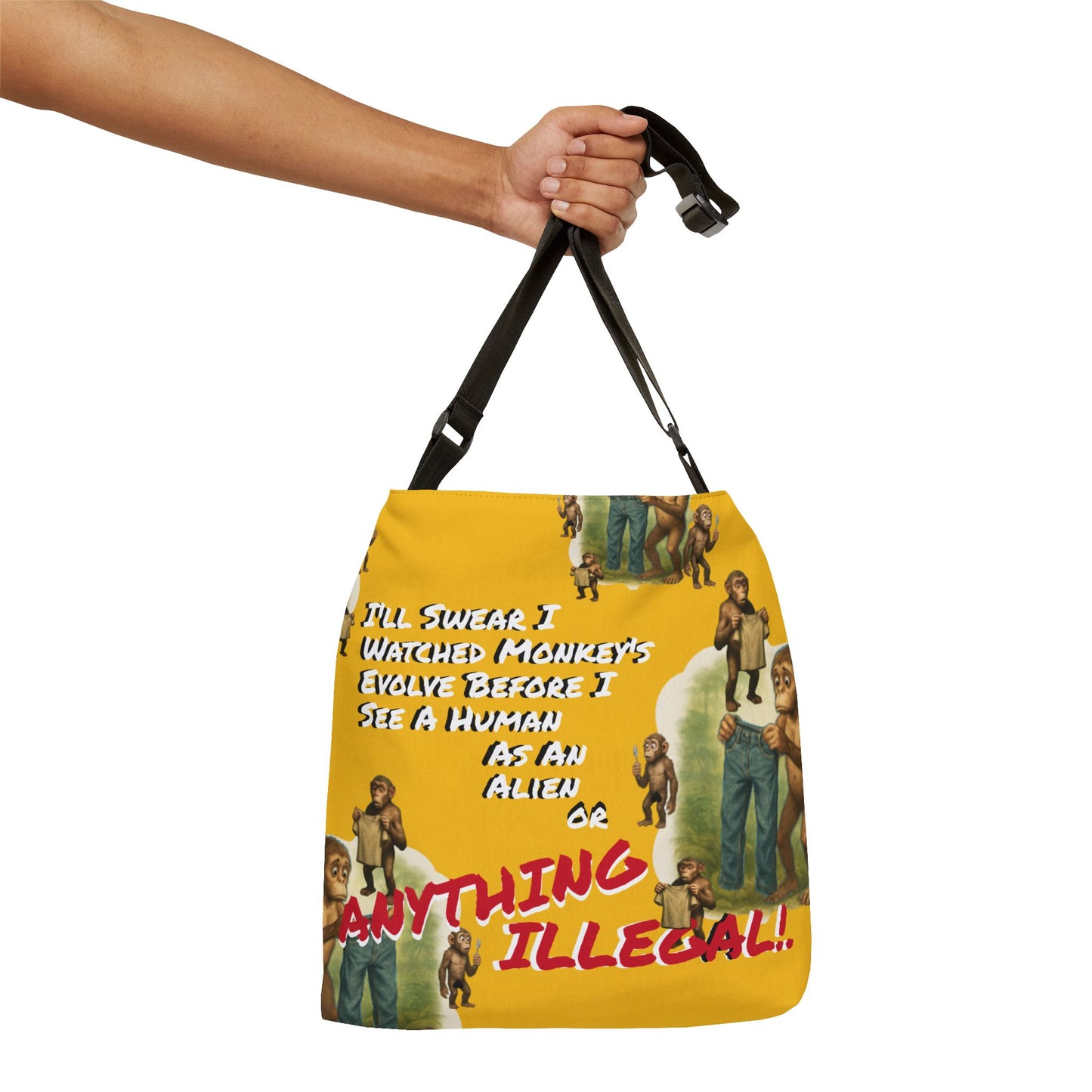 Funny Evolution — 'I’ll Swear I Watched Monkey's Evolve... Canvas Tote