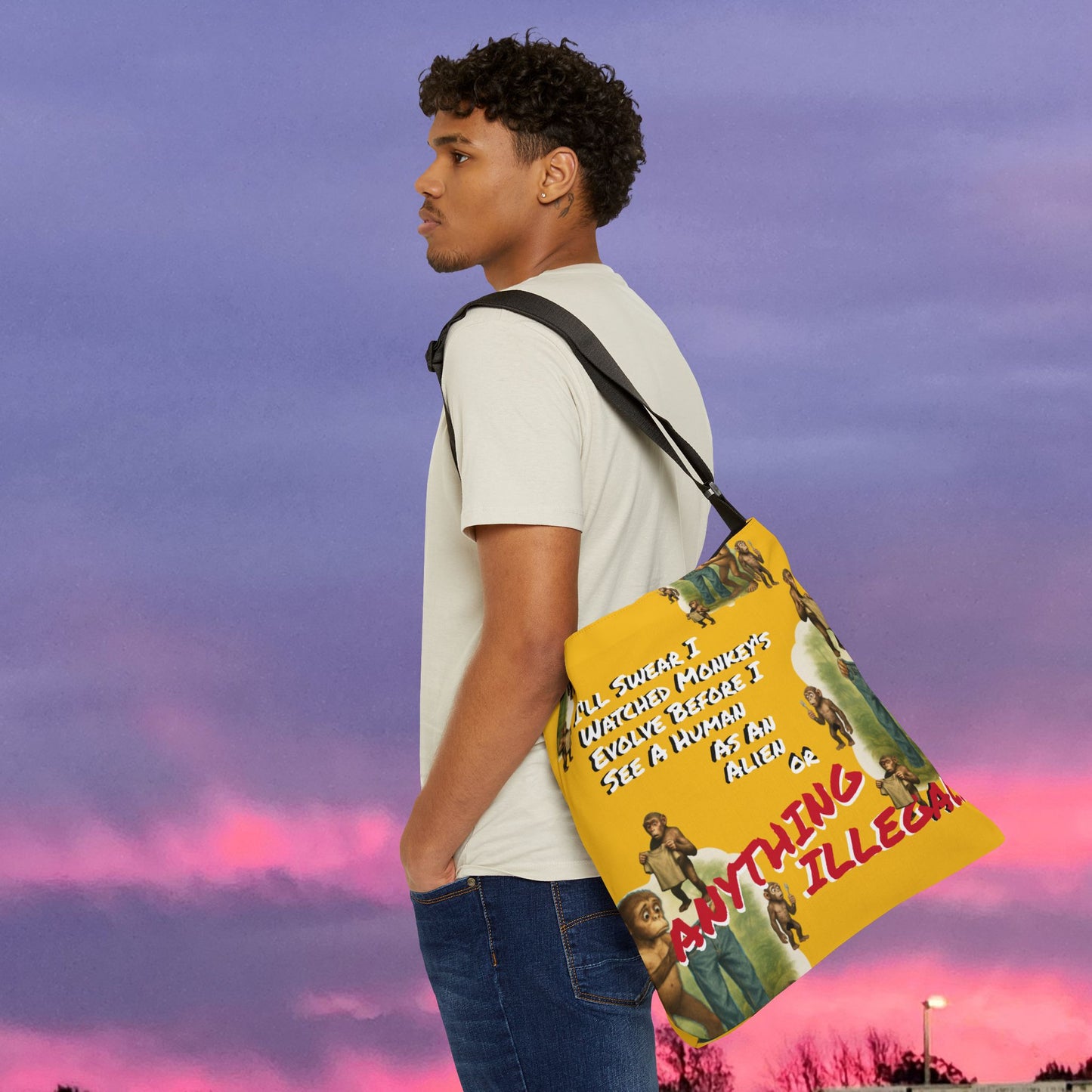 Funny Evolution — 'I’ll Swear I Watched Monkey's Evolve... Canvas Tote