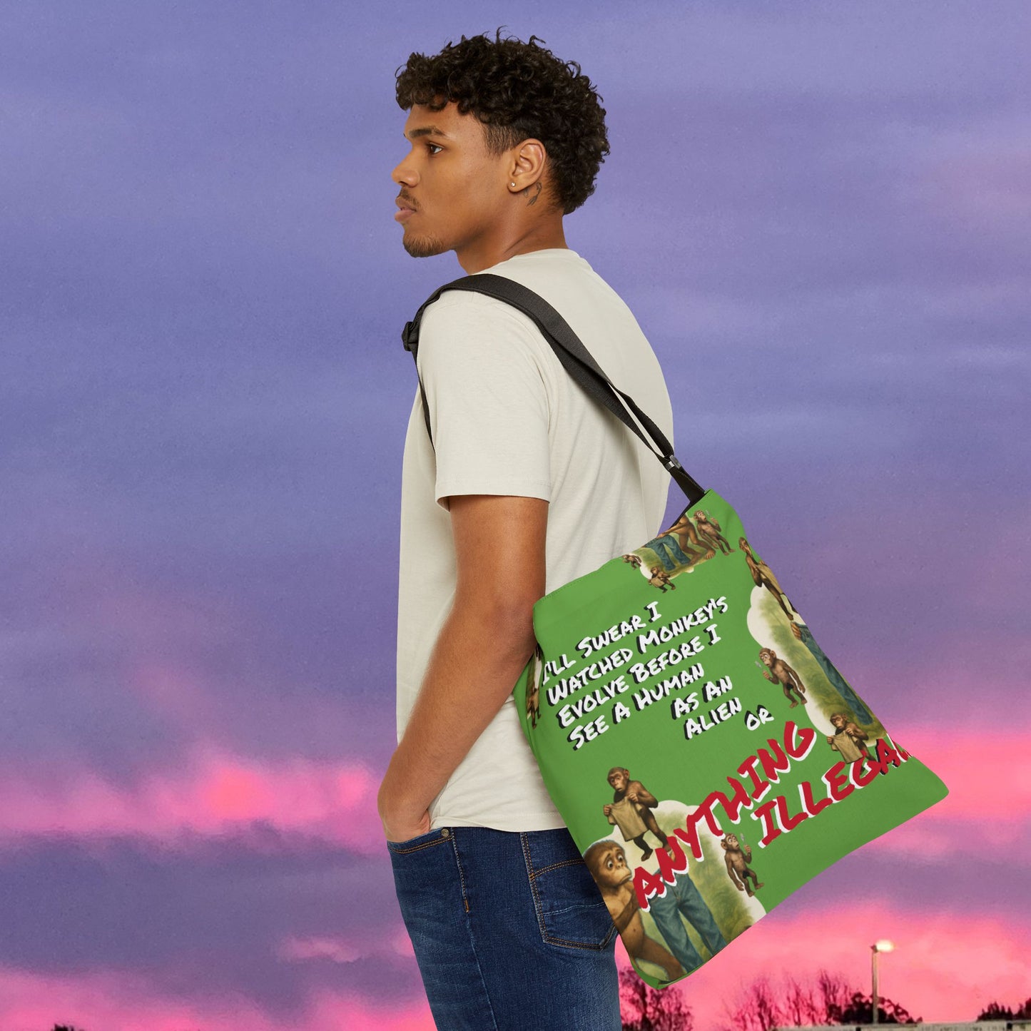 Funny Evolution — 'I’ll Swear I Watched Monkey's Evolve... Canvas Tote