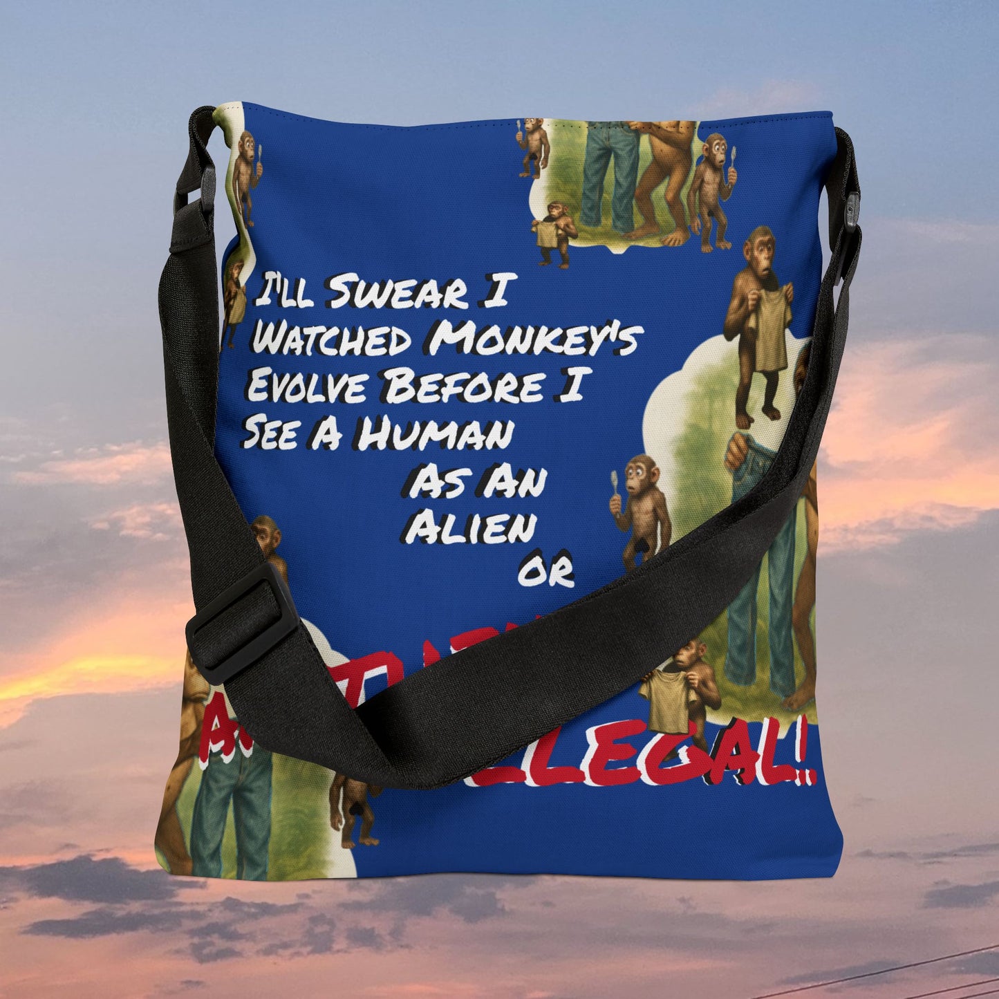 Funny Evolution — 'I’ll Swear I Watched Monkey's Evolve... Canvas Tote