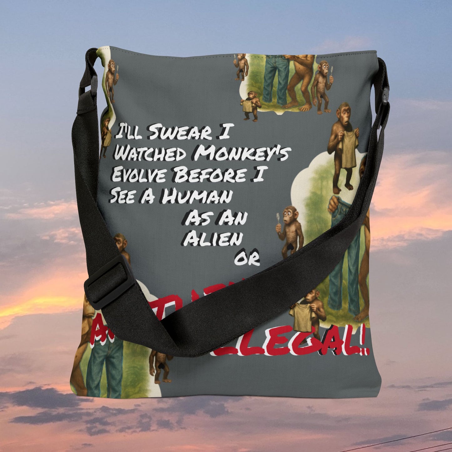 Funny Evolution — 'I’ll Swear I Watched Monkey's Evolve... Canvas Tote