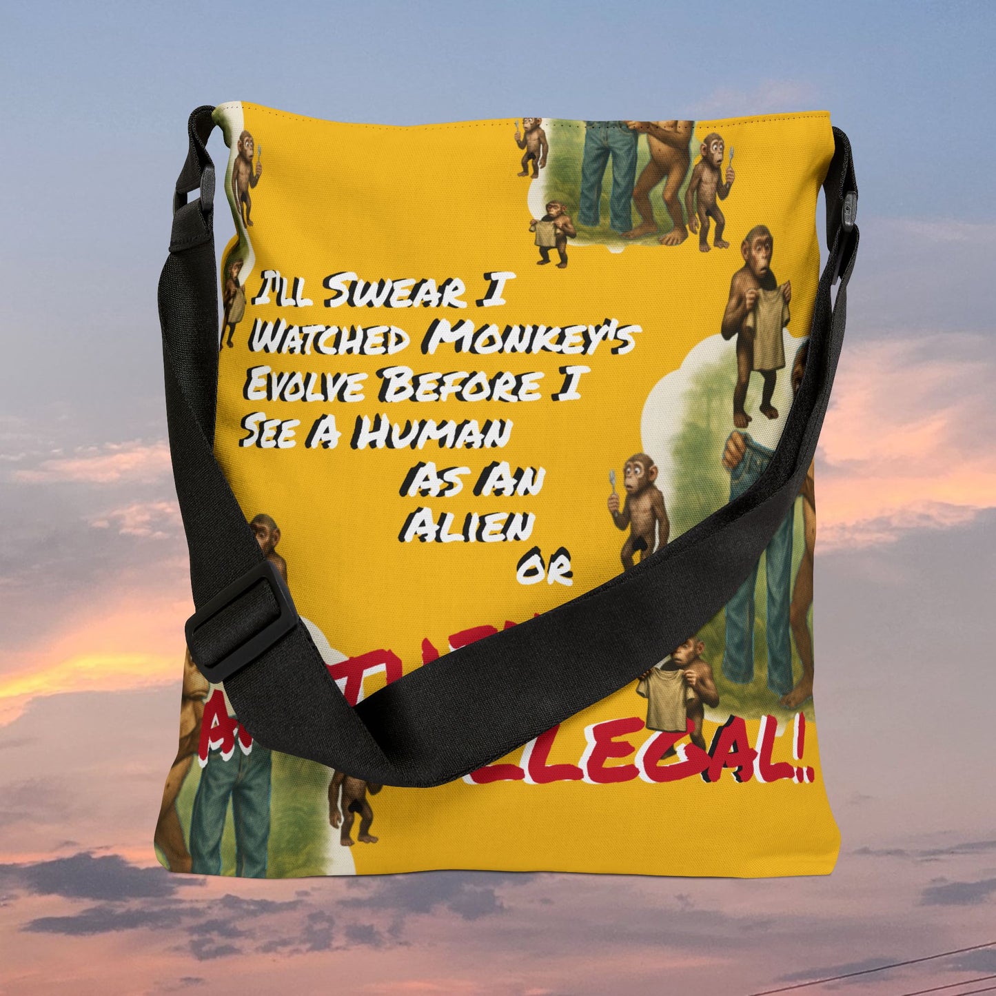 Funny Evolution — 'I’ll Swear I Watched Monkey's Evolve... Canvas Tote
