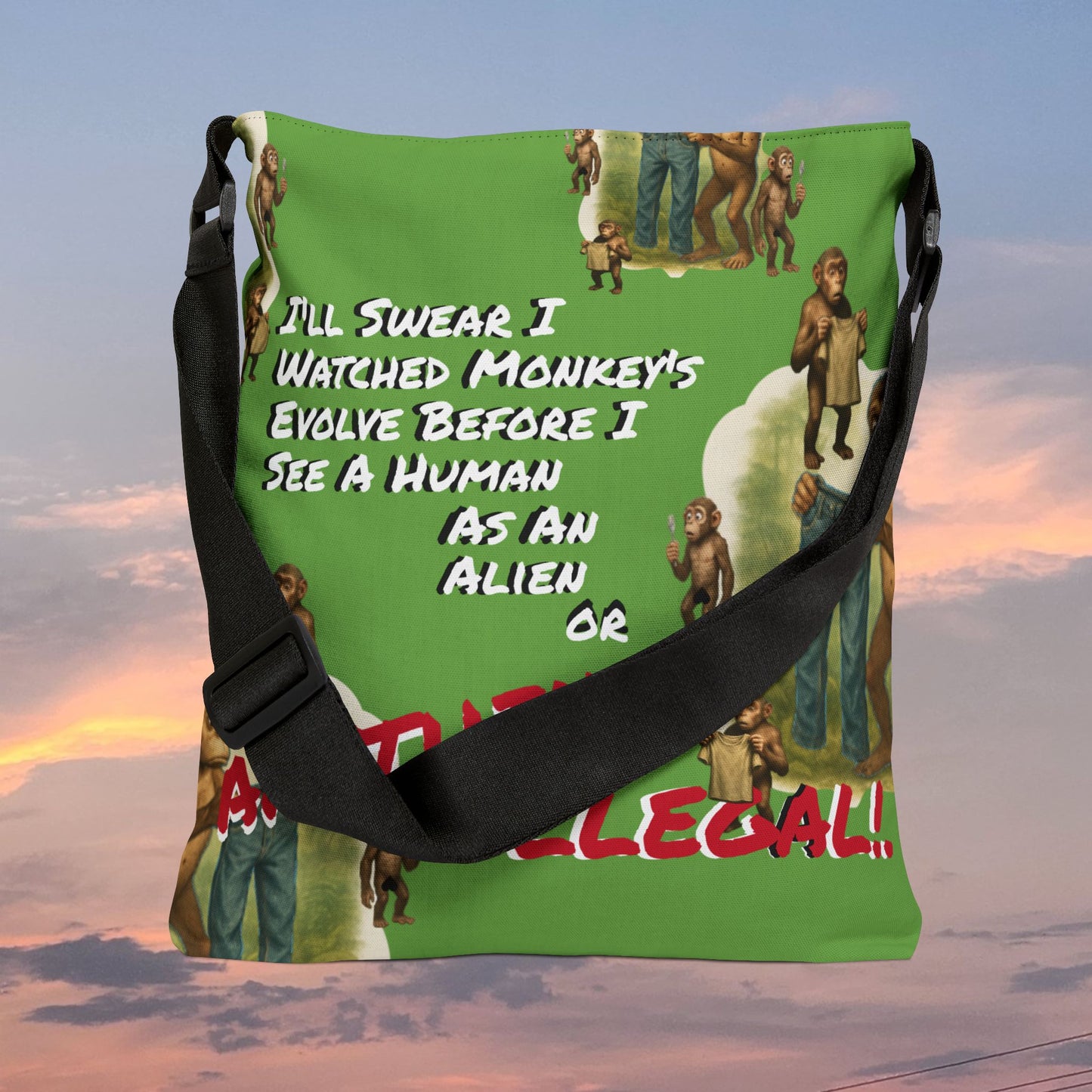 Funny Evolution — 'I’ll Swear I Watched Monkey's Evolve... Canvas Tote